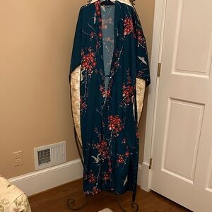 Floral Kimono Jacket - Teal and Red
